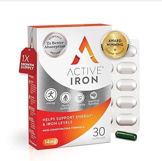 Active Iron Supplement 14 mg – Helps Support Iron & Energy Levels – Gentle, Non-Constipating, Highly Absorbed – 30 Capsules, 1 Month Supply