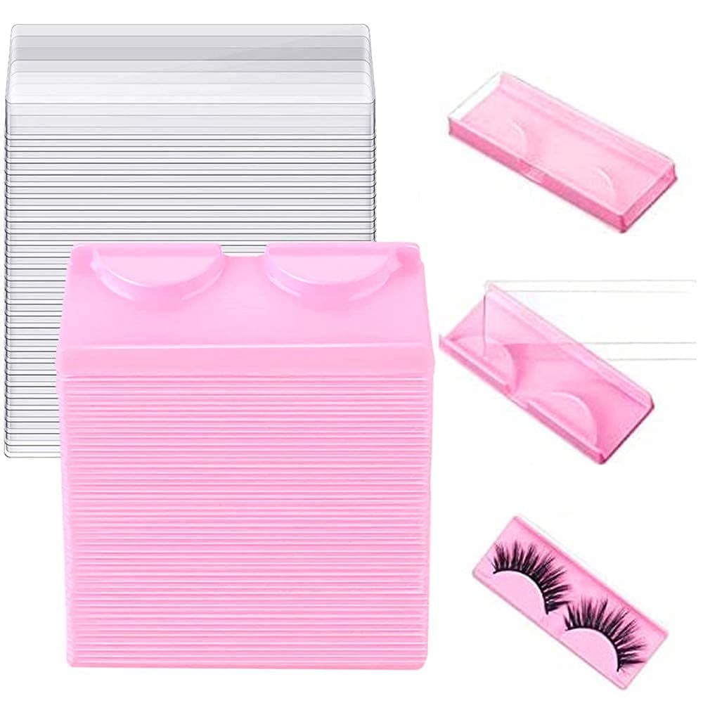 NA 50pcs False Eyelash Storage Box - Pink, Durable, Non-Toxic Plastic - False Eyelash Box