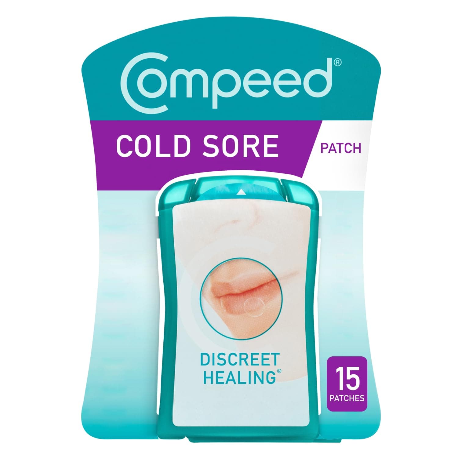 Compeed Hydrocolloid Cold Sore Treatment Patches (15 Invisible Plasters for Cold Sores) - 12 Hours Protection from Water, Bacteria & Viruses - Discreet, Easy to Apply Patches with Patch Applicator