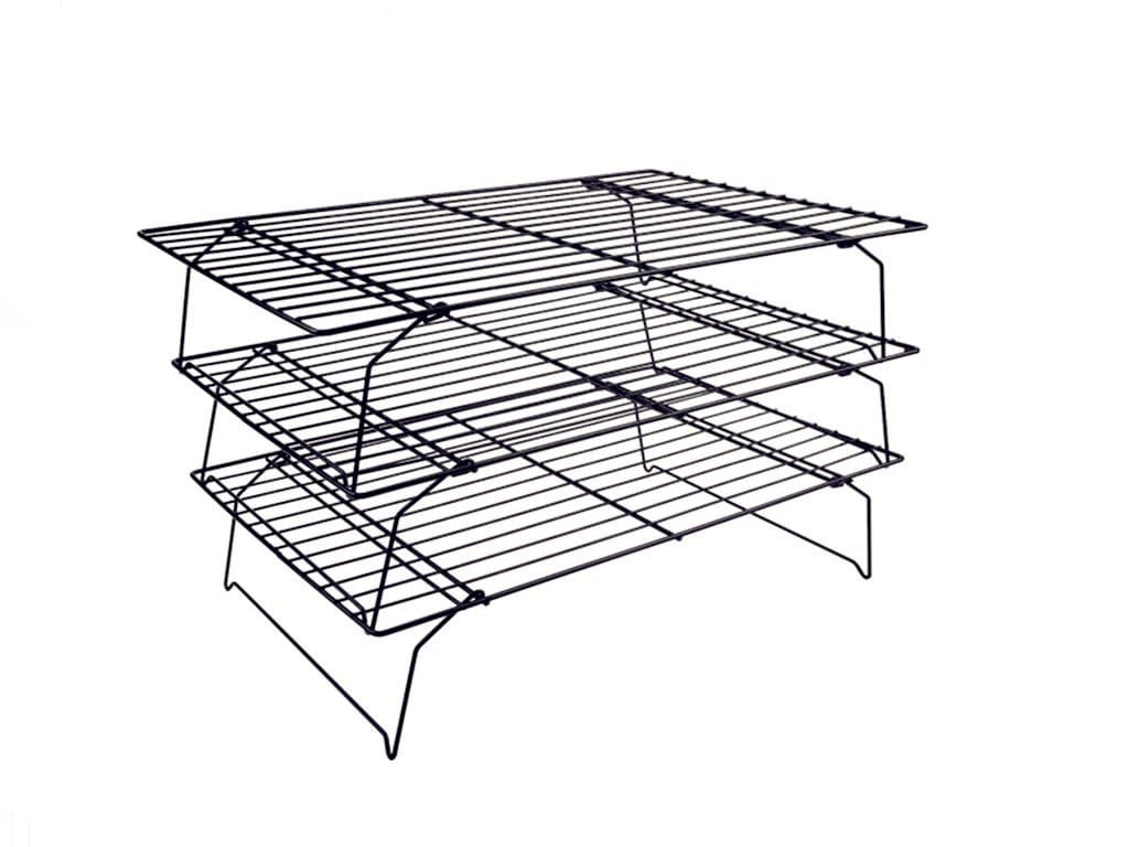YuanKanJu OKUBOX BC03 3-Piece Cooling Rack ， Stackable Black Grid ，15.7 inch x 9.8 inch