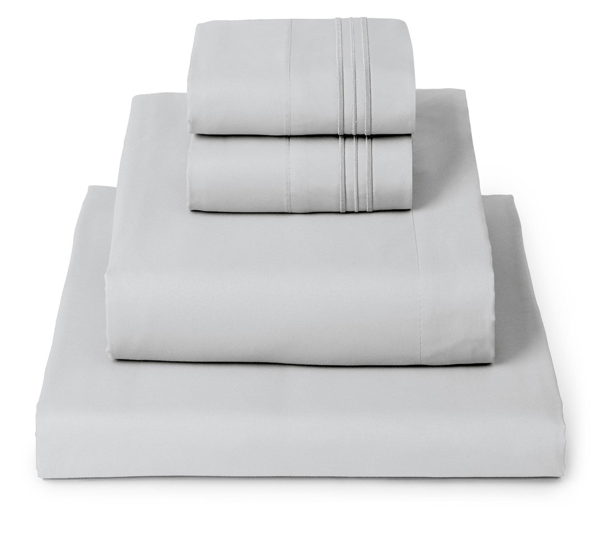 Queen Sheets Set - 4 PC Iconic Collection Bedding - Hotel Luxury, Extra Soft, Cooling Bed Sheets - Wrinkle, Fade, Stain Resistant (Queen, Light Gray)
