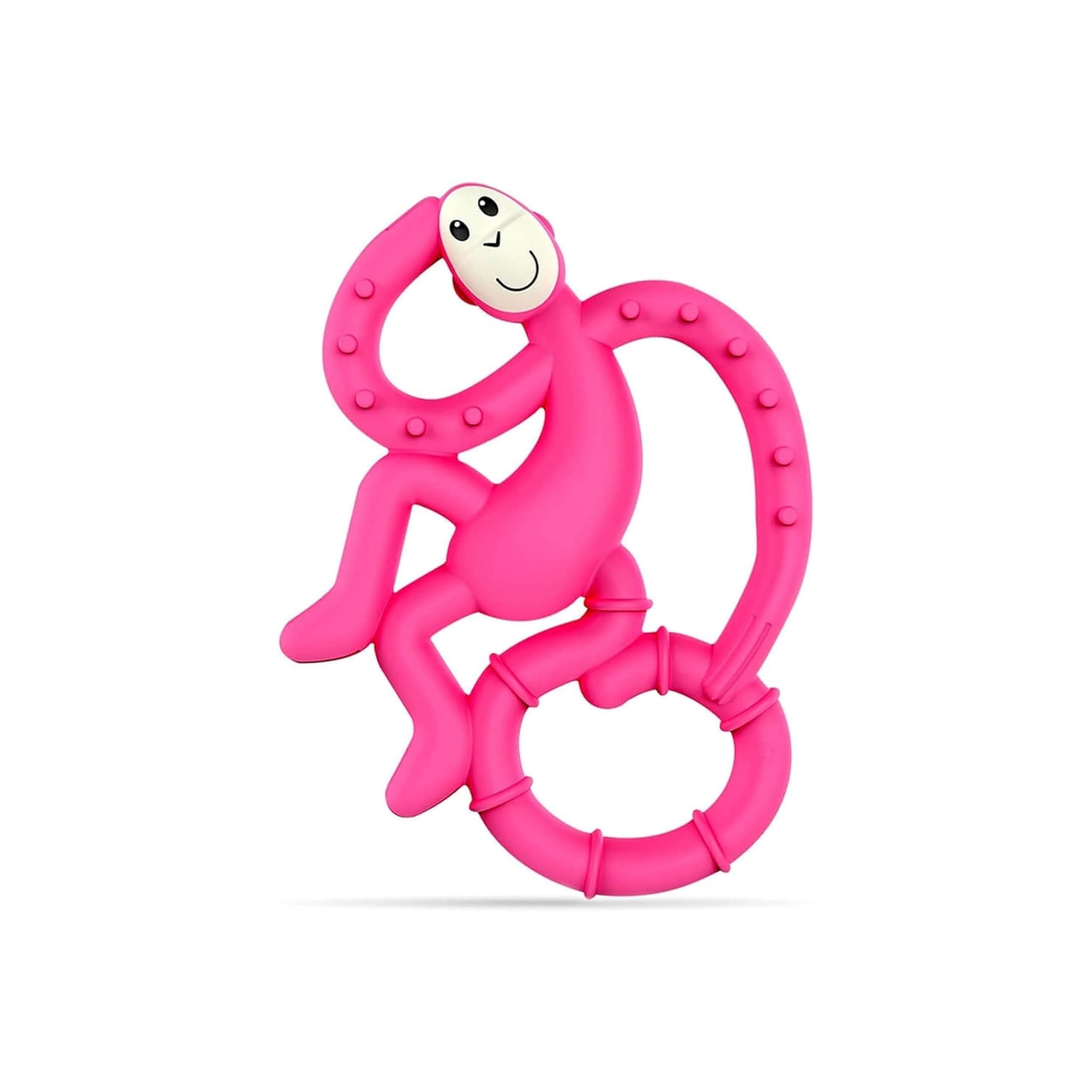 Antimicrobial Silicone Teether, Easy To Grip, BPA Free, 3 Months Old+, 10 cm, Pink Mini Monkey