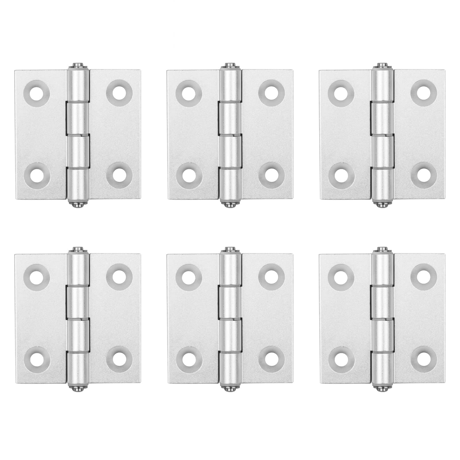 6 Pack 2-1/2" Aluminum Door Hinges for 4040 Series Aluminum Profile, 4 Hole Adjustable Butt Hinges