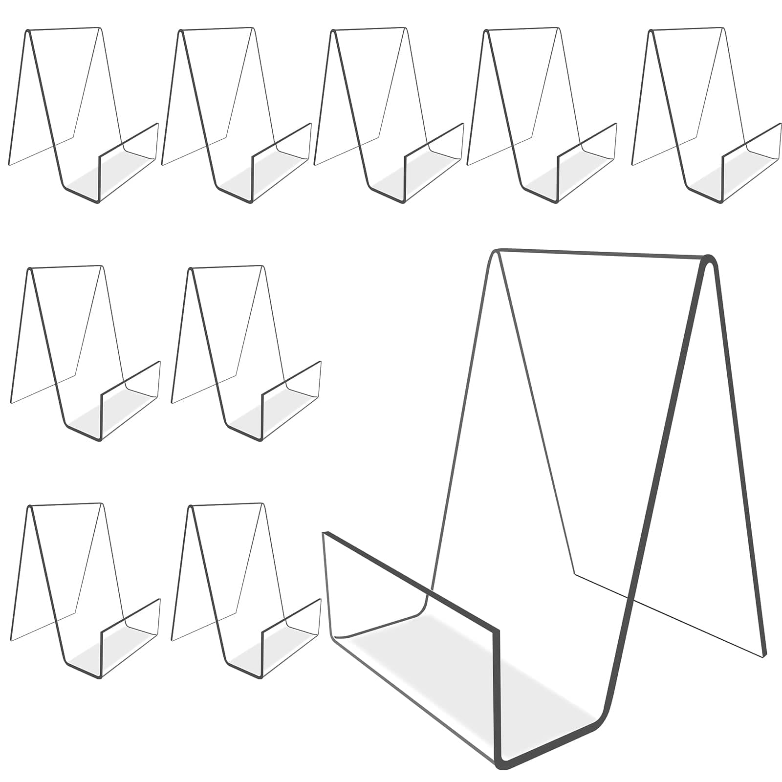 10PCS 4" x 3" Acrylic Book Display Stand Clear Easel with Ledge Tablet Holder for Displaying Books, Pictures, Notebooks, CDs, Artworks, etc (Small(10 Pack))