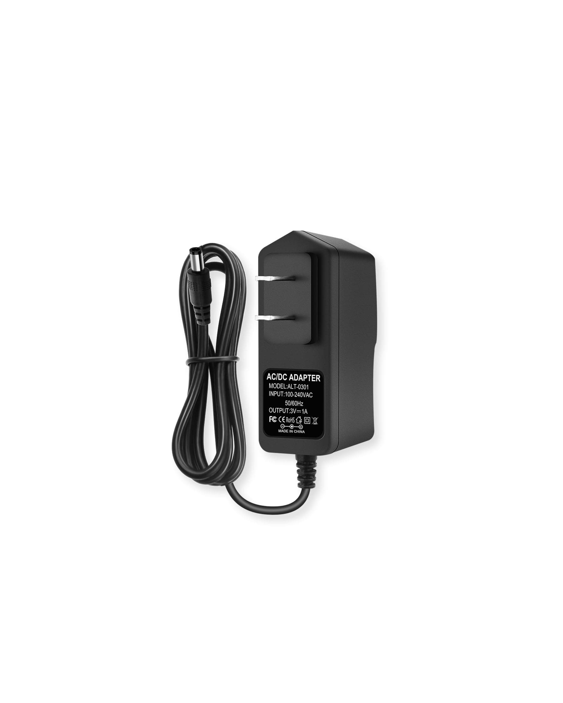 3V 1A Power Adapter Supply 3W AC/DC Adapter 100-240V 50/60Hz to DC 3V 1A Power Supply Transformer with 5.5mm x 2.5mm US Plug for Mini Fan Speaker Electric Toothbrush Fountains etc.
