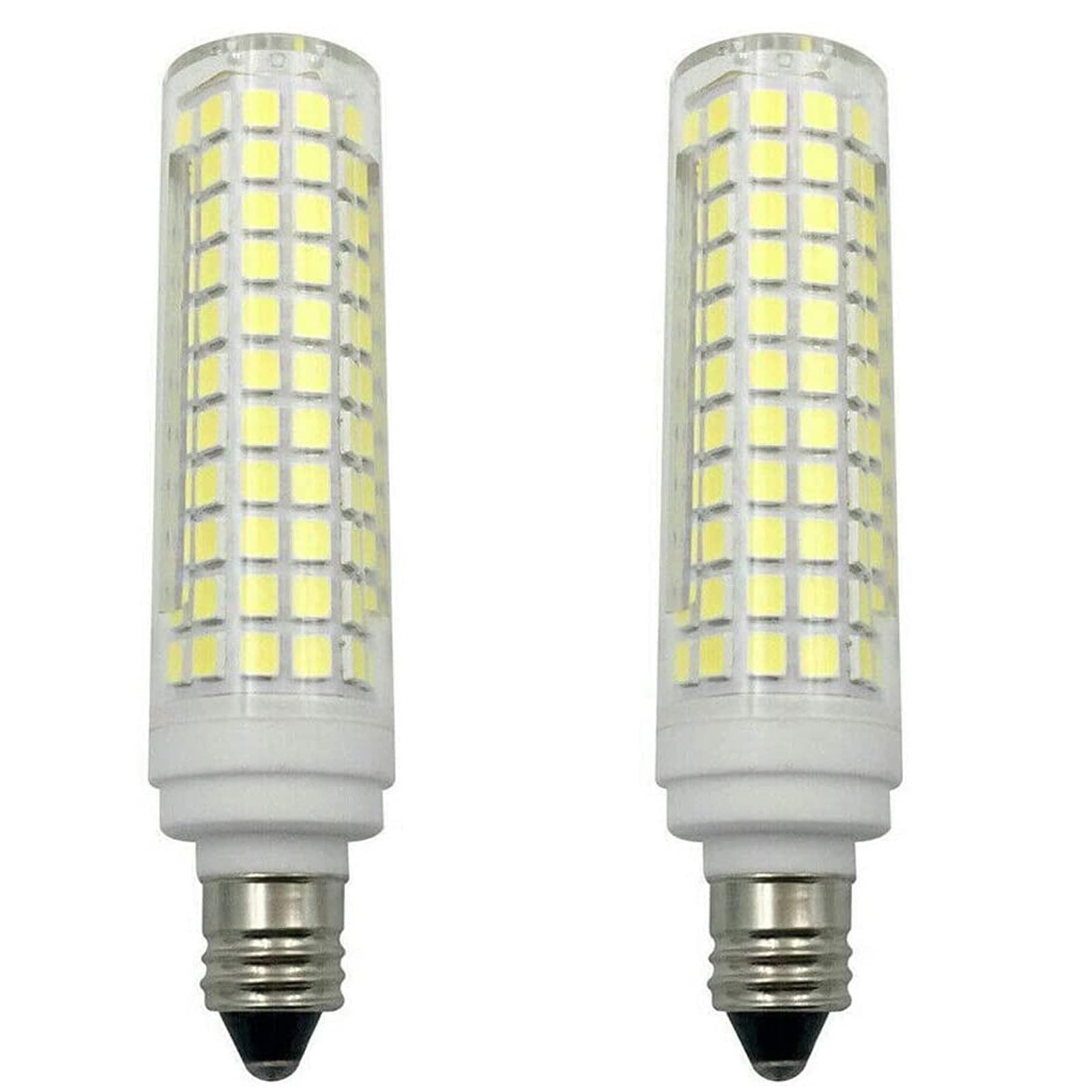 Lxcom Lighting E11 LED Corn Bulb 15W Dimmable Ceramic Candelabra Bulbs (2 Pack)- 136 LEDs 2835 SMD 1500LM Cool White 6500K 120W Equivalent T3/T4 JDE11 120V Lamp for Home Lighting