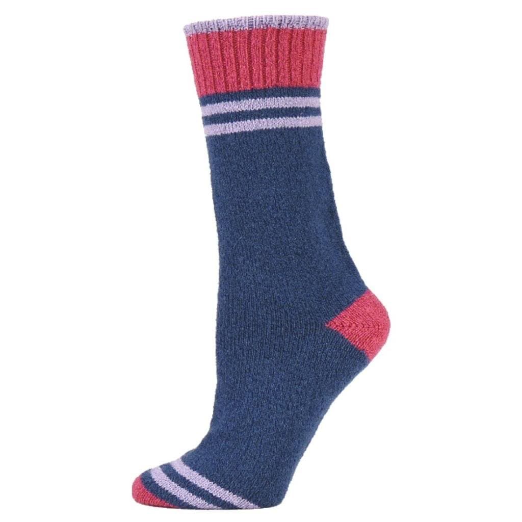 QT Sporty Stripe Crew Sock (Blue - Medium)