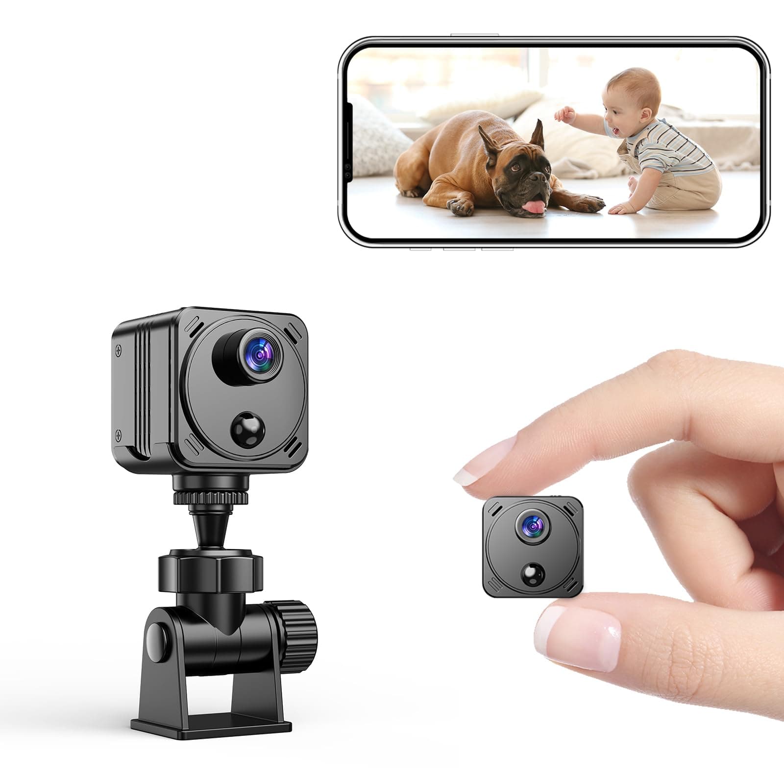 Security Camera 4K Mini Wireless WiFi Indoor Cameras, AI Human Detection, Auto Night Vision, Cloud Storage, Up to 100 Days Standby Battery Life