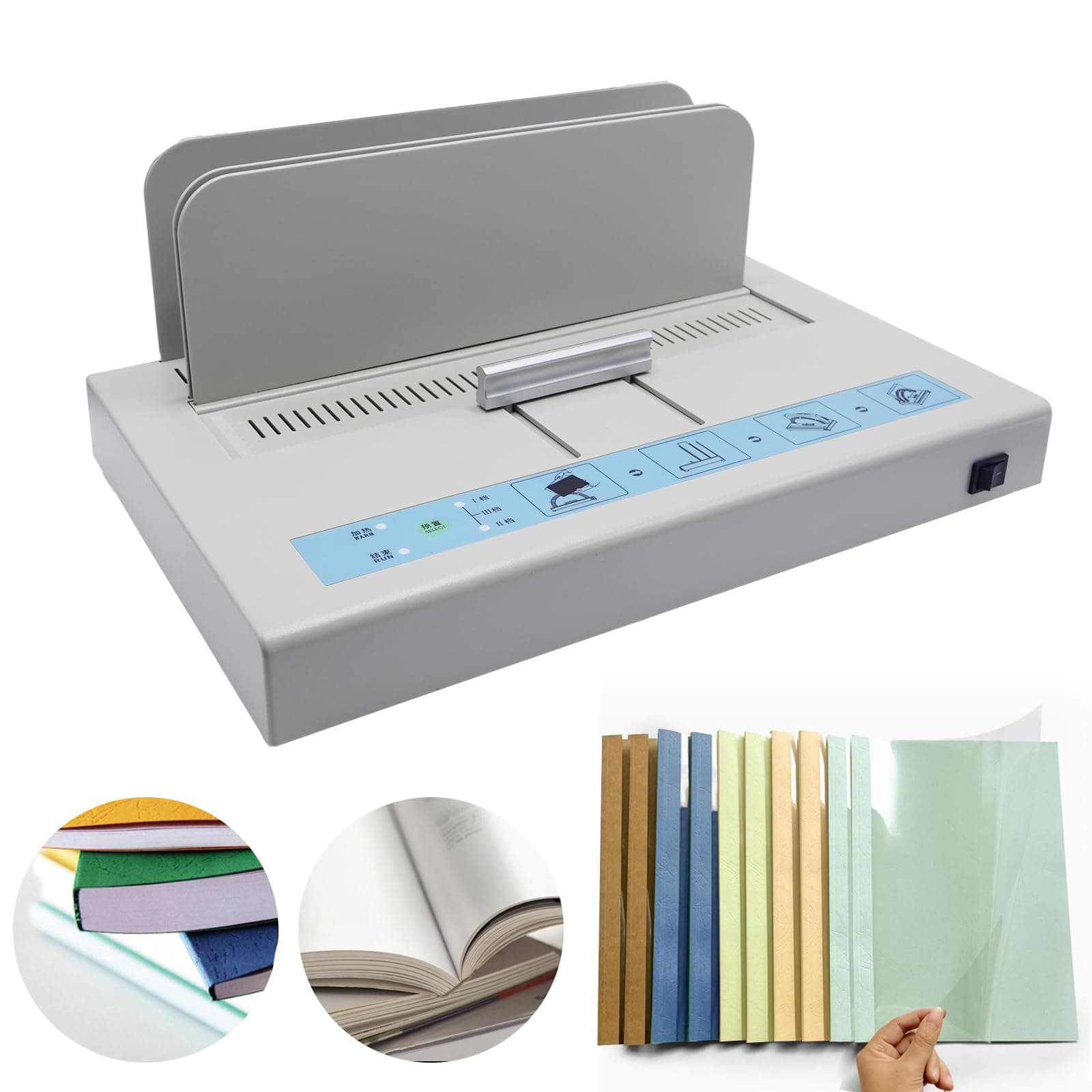 Thermal Binding Machine Book Binder Machine Book Binding Kit 500 Sheets Capacity Thermal Binder A3/A4/A5 Document with Glue Strips Cover 110V Hot Melt Machine Heat Binder Contract Document Invoice