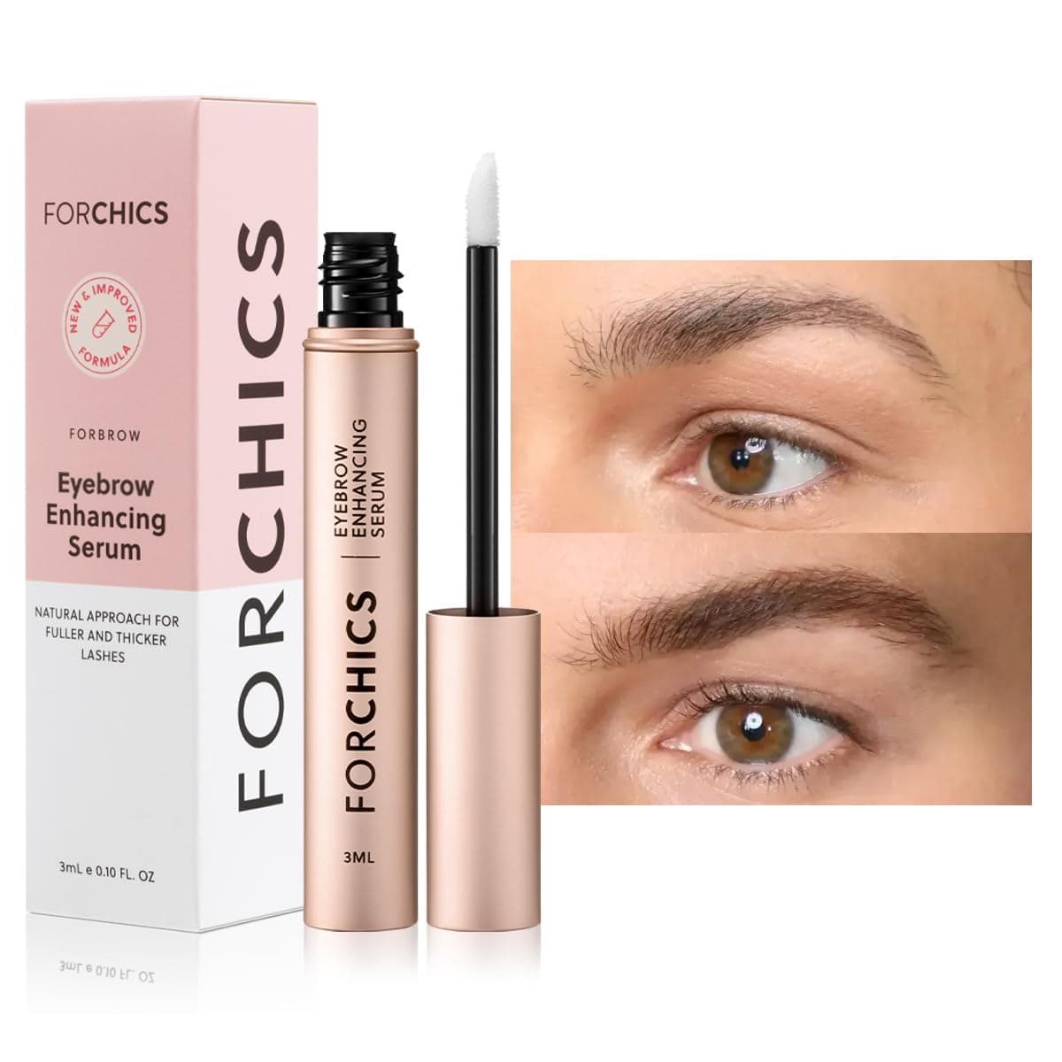 ForChics ForBrow Eyebrow Growth Serum For Thicker Brows - Eyebrow Growth Conditioner For Fuller and Thicker Eyebrows - Organic Eyebrow Growth Serum | Vegan & Cruelty-Free Formula - [0.10 fl. oz/ 3ml]