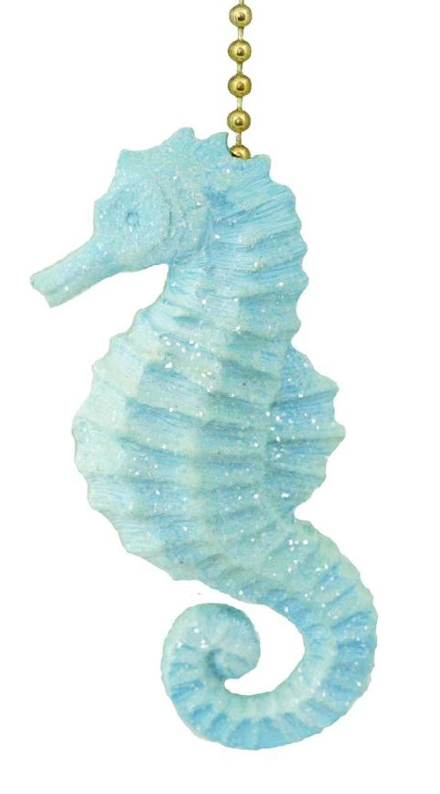 Clementine Designs Sparkling Blue Seahorse Ceiling Fan Pull Decorative Light Chain
