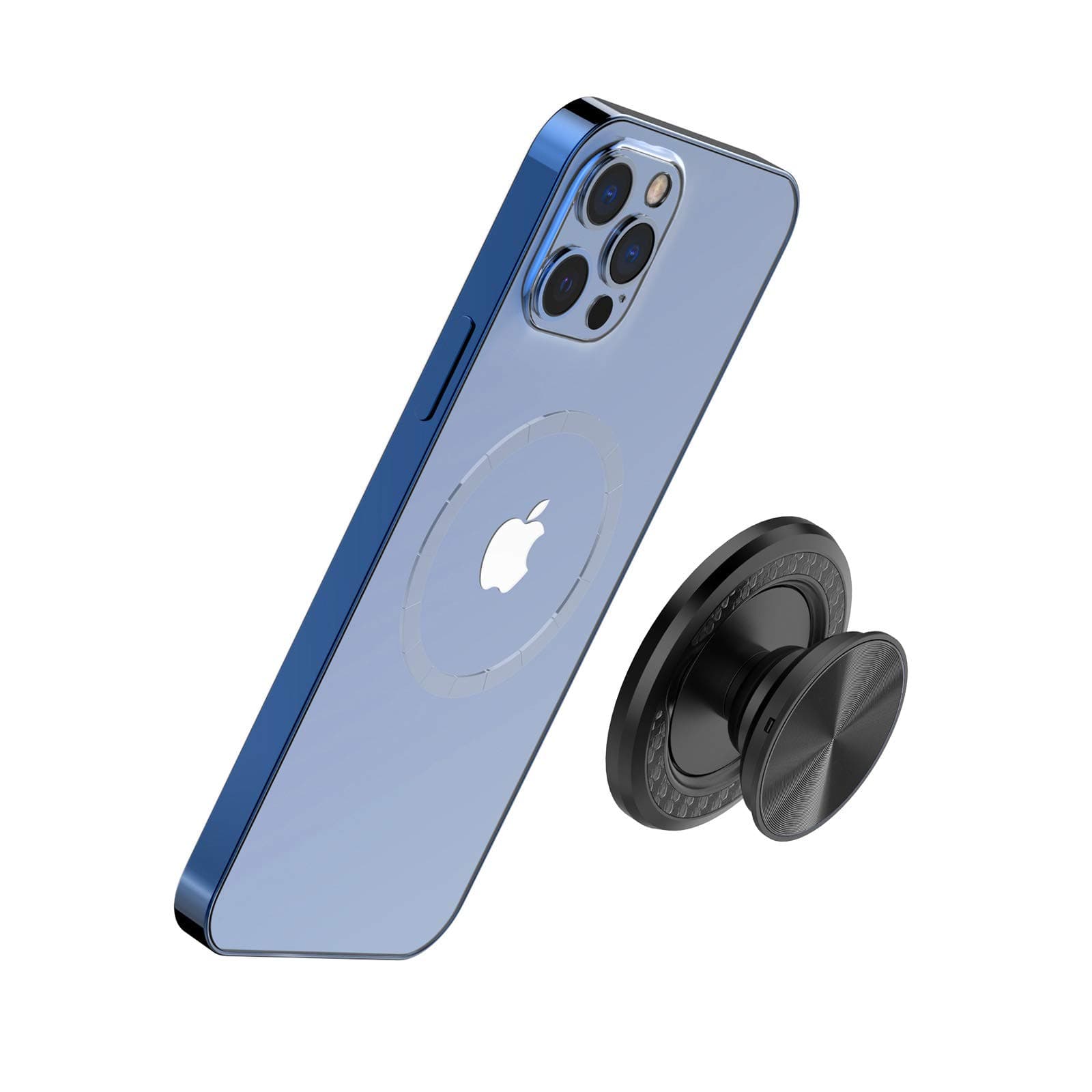 TechMatte MagGrip Magnetic Phone Holder Stand (Detachable), Designed for iPhone 14/ iPhone 13 and iPhone 12 Mag-Safe Series, Wireless Charging Compatible（Black）