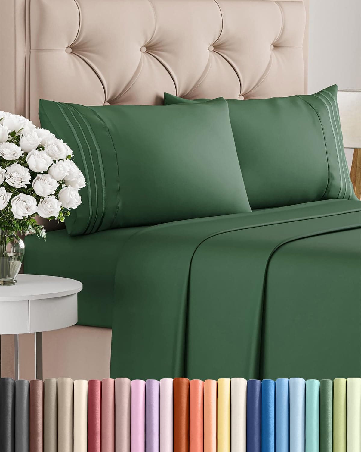 King Size 4 Piece Sheet Set - Comfy Breathable & Cooling Bed Sheets Set - Hotel Luxury Bedding for Women, Men, Kids & Teens - Deep Pockets, Easy-Fit, Soft and Wrinkle Free - Oeko-Tex - Emerald Green