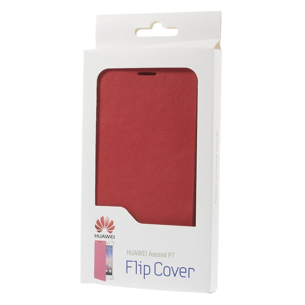 Red Slim Left and Right Open Leather Case for Huawei Ascend P7