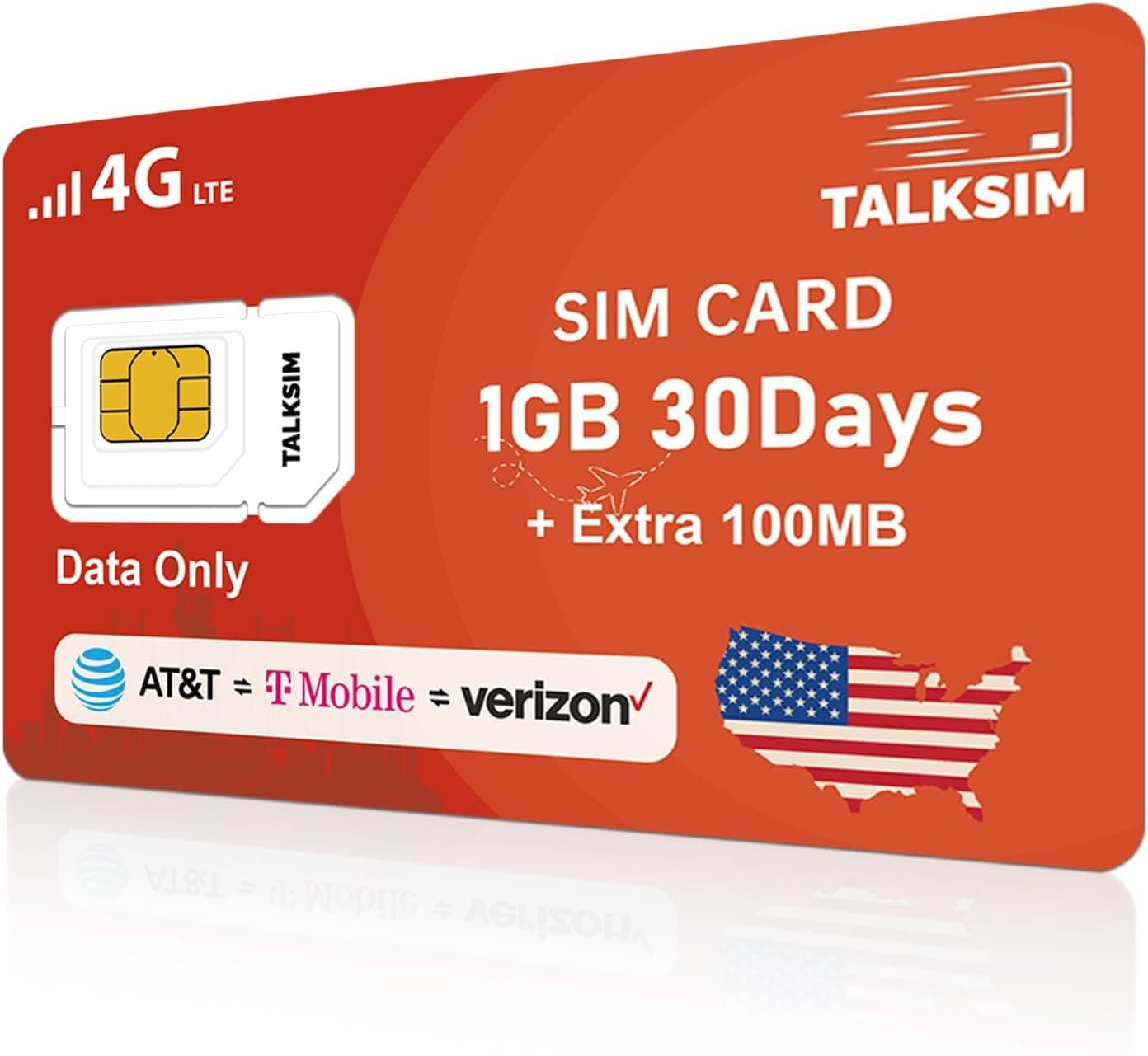 Data SIM Card 1.1GB 30Days Support Verizon, AT&T and T-Mobile, 4G LTE USA SIM Compatible with Unlocked Security Camera/GPS Tracker/Router/Mobile WiFi Hotspot/Tablet iot Devices