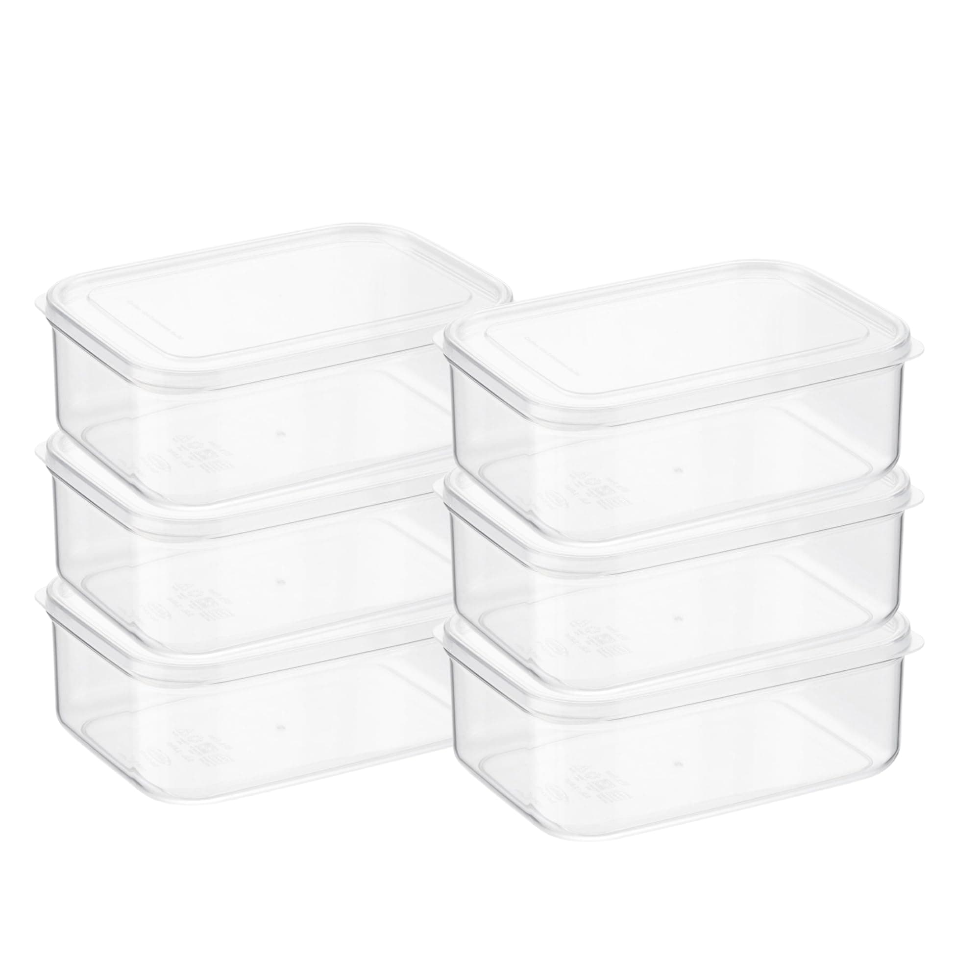Micro Clear Transparent Food Storage Containers with Lids – Large Capacity BPA-Free, Shatterproof, Dishwasher & Microwave Safe, 2.3 qt Refrigerator Organizer Bins, Made in Japan, Set of 6