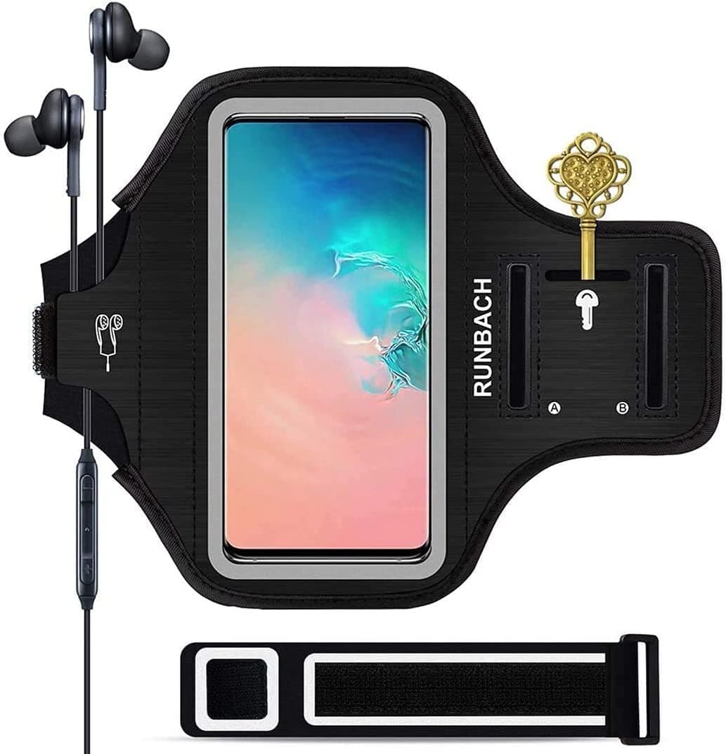 Armband for Samsung Galaxy S26/S25/S24/S23/S22/S21/S20/S10/S9/S8 up to 6.2",Water Resistant Running Exercise Gym Bag with Card Slot and Key Holder (Black)