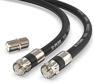 G-PLUG 30FT RG6 Coaxial Cable Connectors Set – High-Speed Internet, Broadband and Digital TV Aerial, Satellite Cable Extension – Weather-Sealed Double Rubber O-Ring and Compression Connectors Black