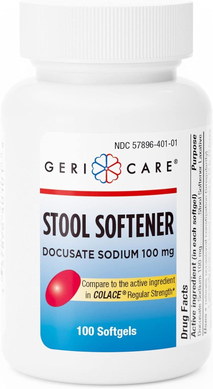 GeriCare Docusate Sodium (100mg) - 100 Gel Caps