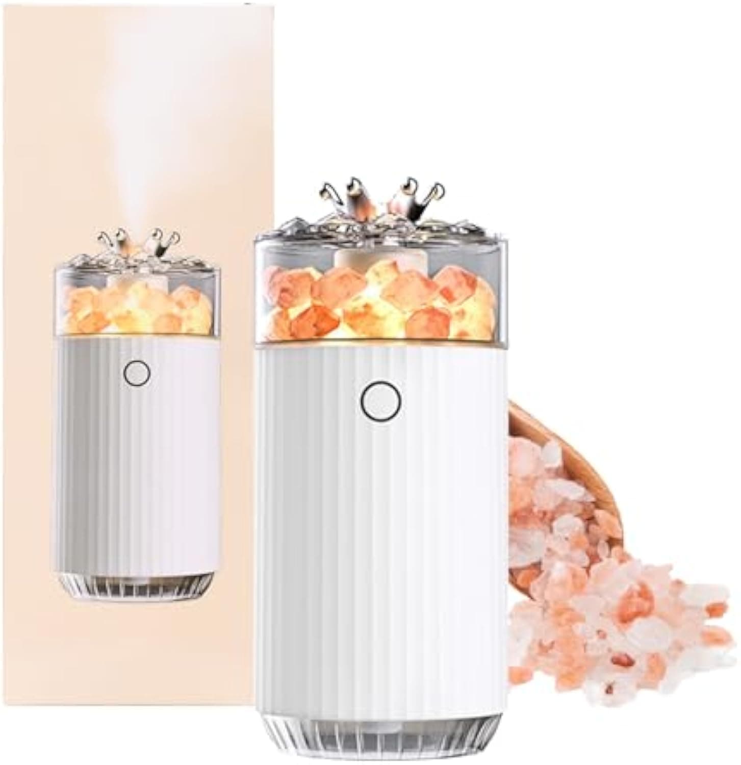 NALACAL Salt Lamp Diffuser, 4-in-1 Essential Oil Diffuser & Himalayan Salt Therapy & Humidifier & LED Night Light, Auto-Off, Cordless for Home, Office, Travel, Yoga, Car