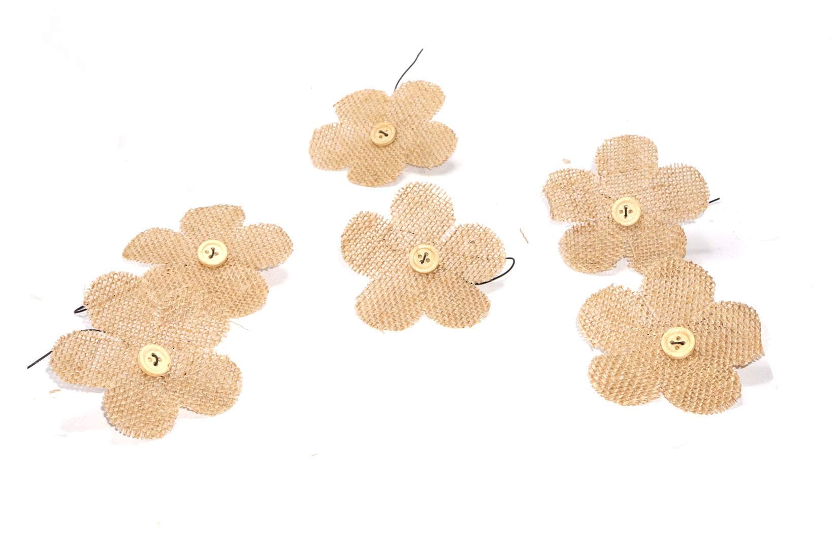 Artificial Plants Burlap Flower With Button Wedding Flower Decorations 1set/6pcs