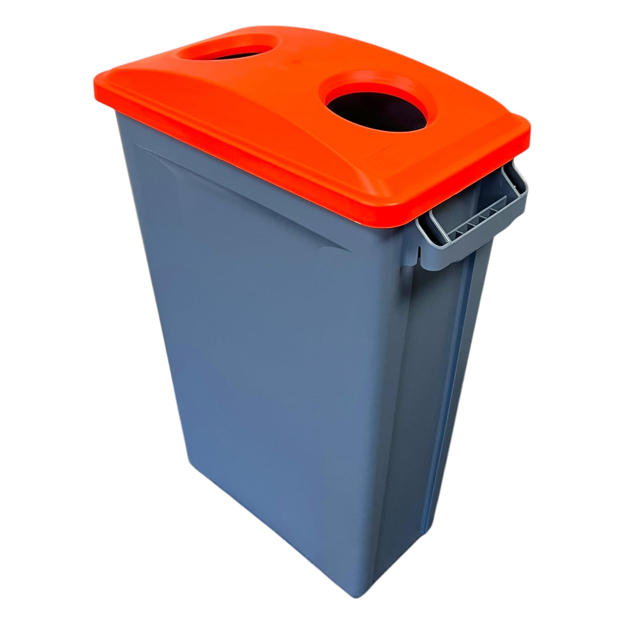 Chabrias Ltd 87 Litre Slim Bin Recycling Container, Space Saving Design, Rectangular for Home, Office, Kitchen – Commercial Product Vented Slim Waste Receptacle Bin (1, Grey & 2 Hole Red Lid)