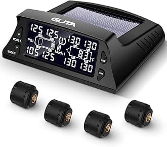 GUTA Tire Pressure Monitoring System - 4 External Sensor(0-188 PSI) tpms, 6 Alarm Modes, High-end Backlight LCD Display, Automatic Sleep Mode, Can Monitor up to 8-10 Tires, Real-time Monitor Pressure