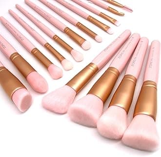 Makeup Brushes Makeup Brush Set - 15 Pcs Premium Synthetic Foundation Concealers Eye Shadows Make Up Brush,Eyeliner Brushes(Pink)