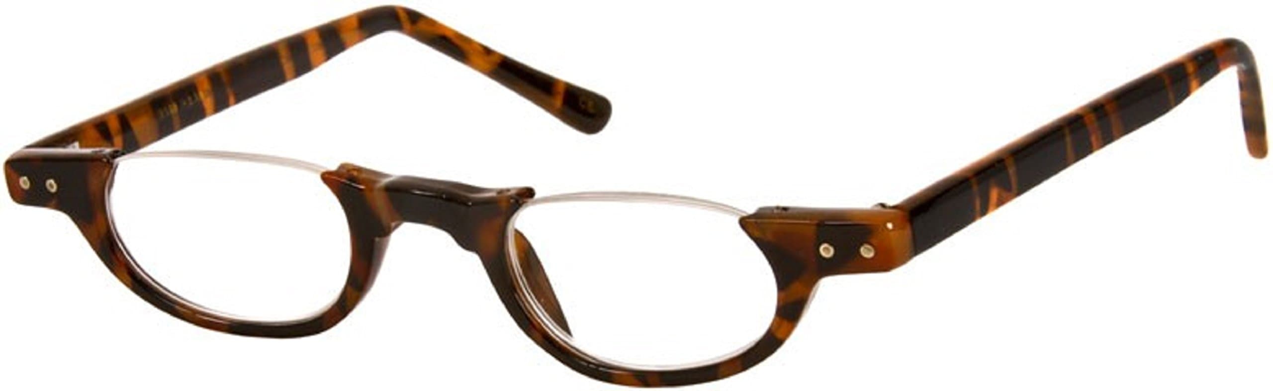 IB The Hunter Colorful Retro Half Under Frame Rimless Round Vintage Reading Glasses +3.25 Brown Tortoise (Carrying Case Included)