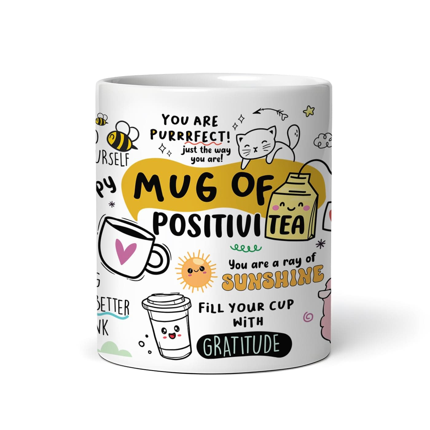 GogirgitDaily Affirmation & Motivation Mug Ceramic White Coffee Mug Collection, Gift for Positivity & Encouragement, 330ml, Microwave Safe, Set of 1 (Positivi-Tea)