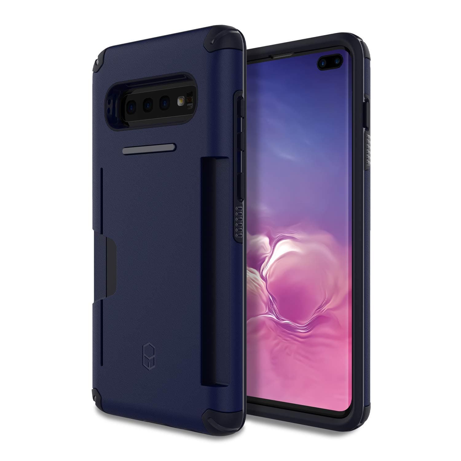 PATCHWORKS Galaxy S10 Plus Case [Level Wallet Series] Rugged Hybrid Shockproof Dual Layer TPU + PC Case [Military Grade Drop Test Certified] [Wireless Charging Compatible], Navy Blue