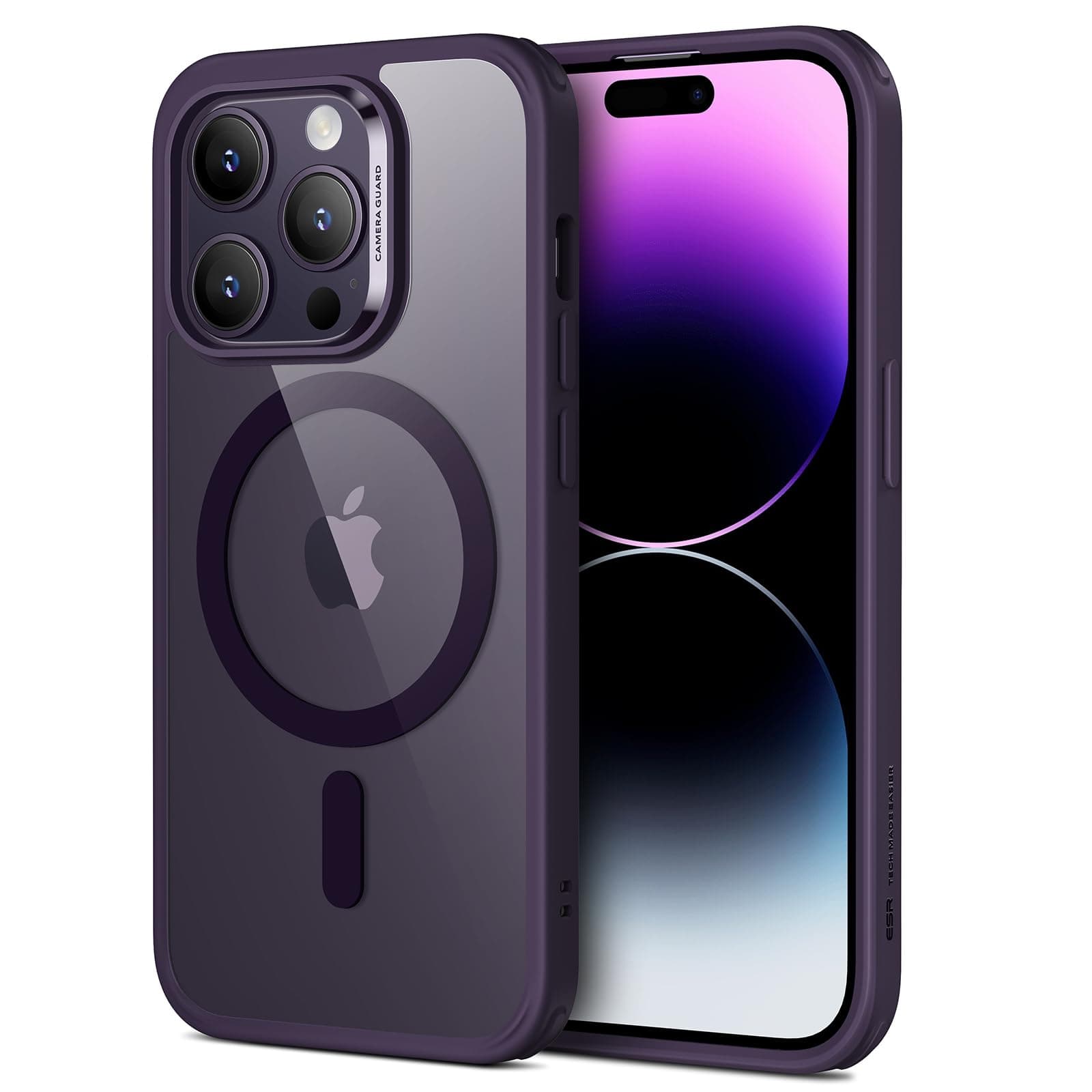 for iPhone 14 Pro Max Case, Compatible with MagSafe, Scratch-Resistant, Thin and Slim, Classic Shockproof Military-Grade Protection, TPU, Magnetic Back Cover, Clear Purple