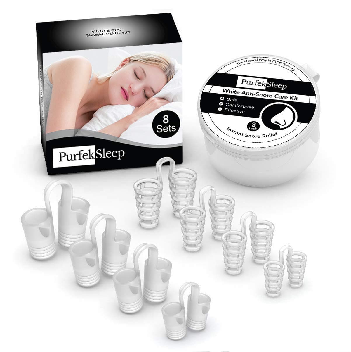 Anti Snoring Devices - Snoring Solution - Internal Nasal Dilator - Snore Solution Stopper - Nose Snore Device - 8 FDA Nose Vents - No BPA Stopper Nasal Dilators - E-Book Included