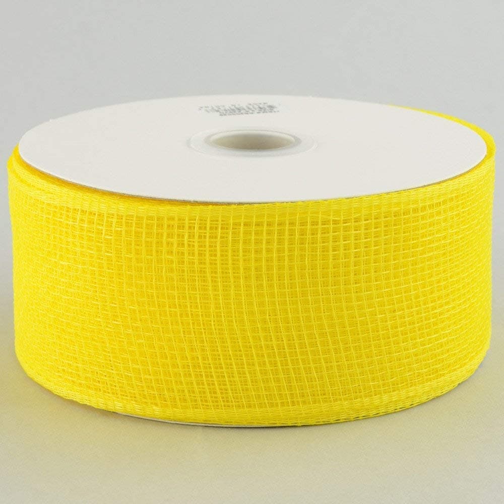 2.5" Wide Poly Deco Mesh Wired Ribbon No Foil Yellow Solid 25 Yards Perfect for Making Bows, Accentings Wreaths & Wrapping Floral Arrangements/Gifts Fall & Halloween, Spring & Easter