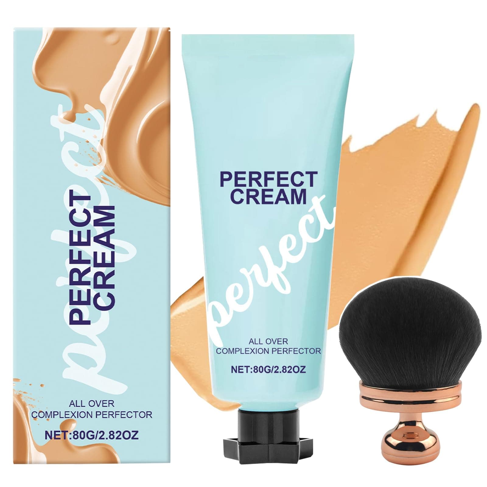 All over Complexion Perfector with Extra Large Body Makeup Brush, Body Full Coverage Perfector, Tattoo Cover up Cream, No Transfer, Long-Lasting Sweat-Proof Waterproof Concealer for Women (Natural)