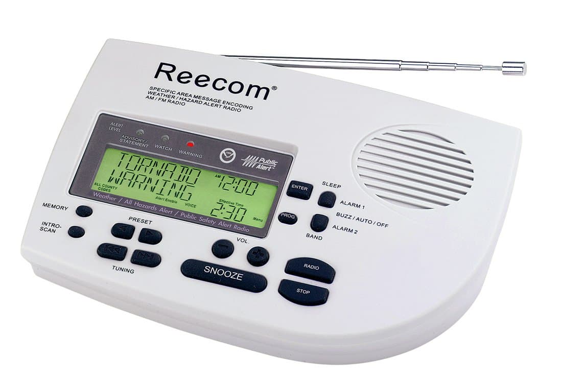 ReecomUnique 185 Hours Back-up Battery Life Time (Standby), 24 Siren Volume, EOM Detection, Display Event Message and Effective Time at a Glance, Reecom R-1650D Same Weather Radio with AM/FM (Light Grey)