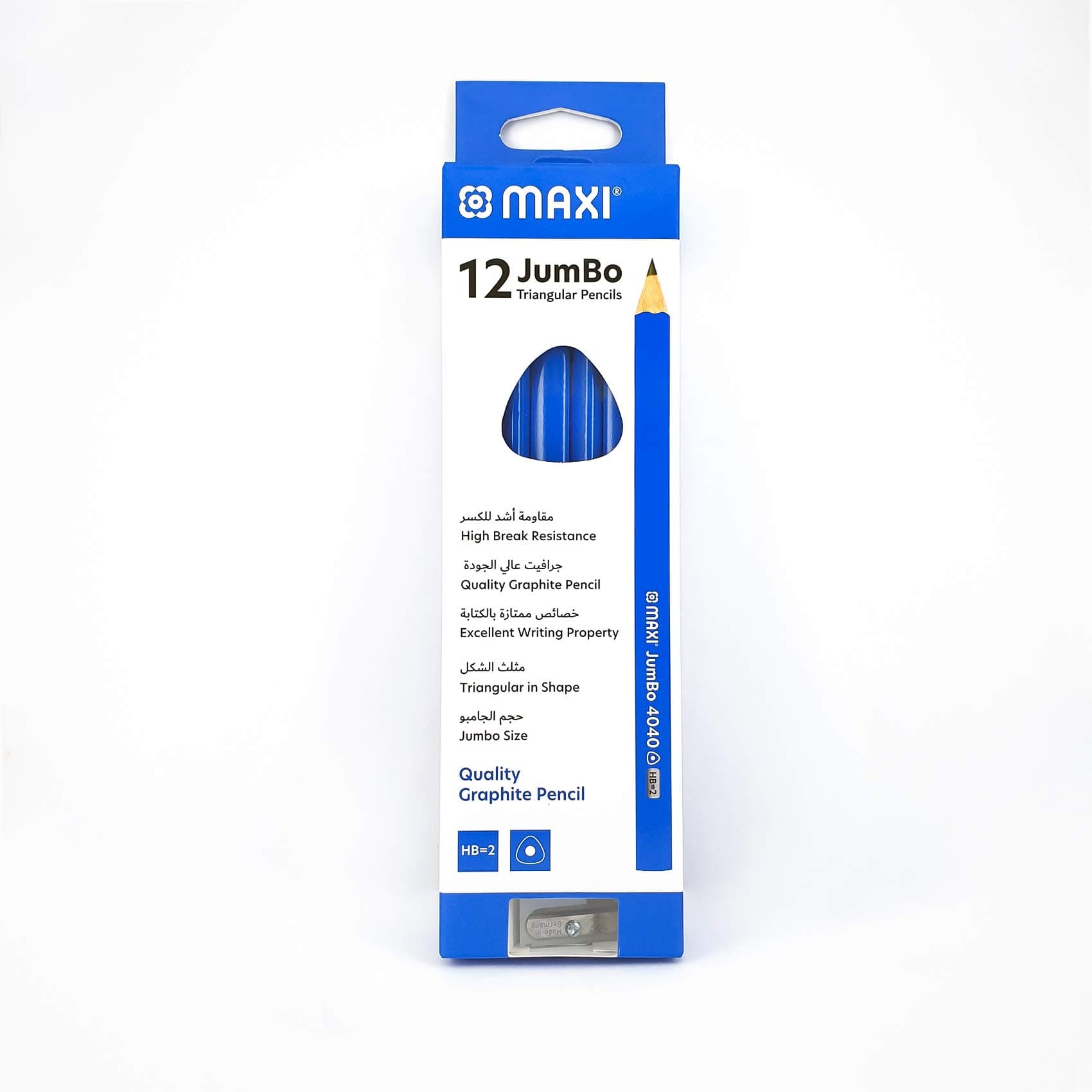 MAXI JUMBO TRI GRAPHITE PENCIL HB WITHOUT ERASER TIP BOX OF 12PC, black, TRIANGULAR, 4040HB