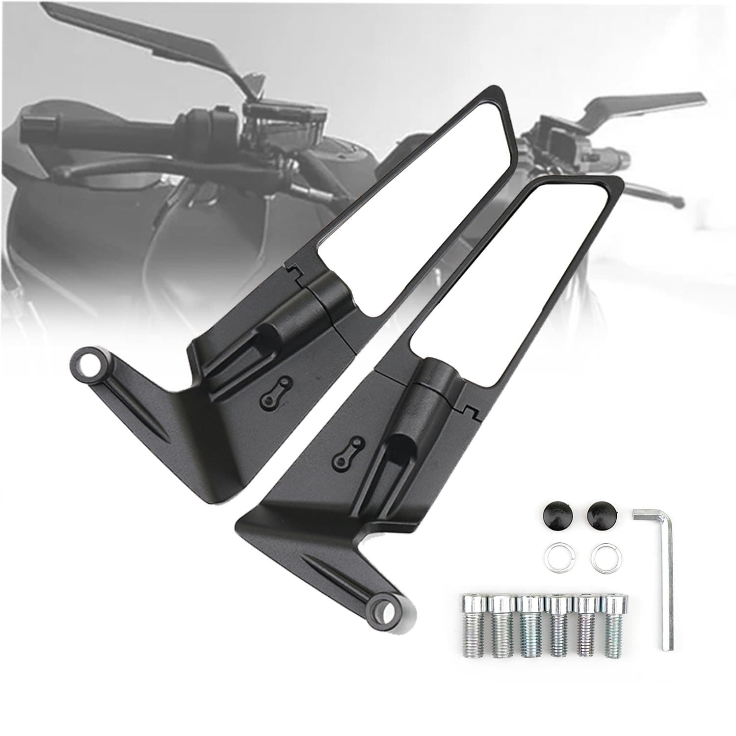 Motorcycle Rear View Mirrors Stealth Wind Wing Side Mirror 360°Rotating Aluminum Alloy M8 M10 Screws Easy Installation Compatible For MT 07 MT 09 MT 10 KTM 250 390 690