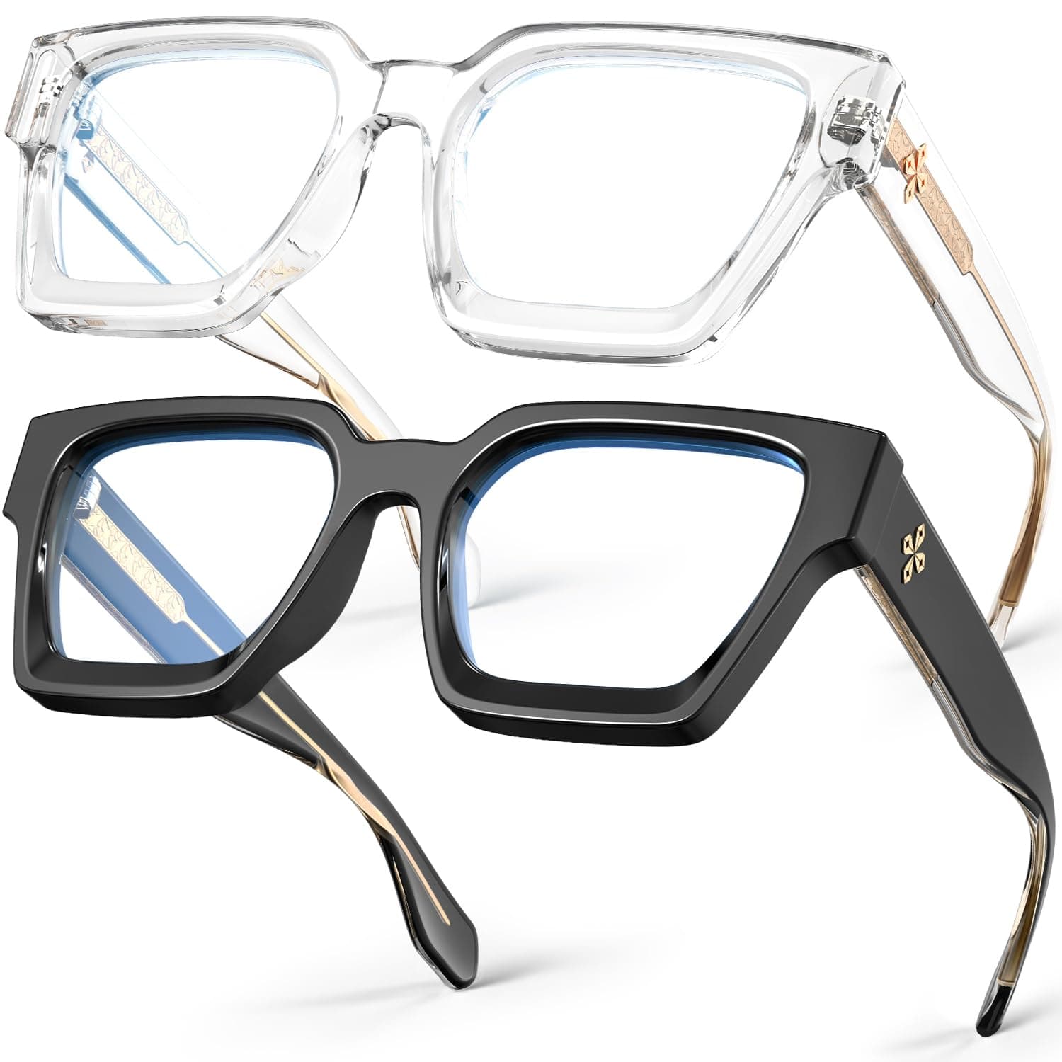 VISOONE Blue Light Blocking Glasses Rectangle Chic Preppy Look MultiColor Frame for Women Men RIVER