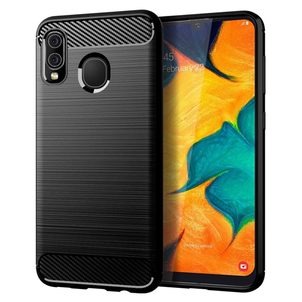 Samsung Galaxy A30 Case,Galaxy A20 Case, Soft TPU Brushed Anti-Fingerprint Full-Body Protective Phone Case Cover for Samsung Galaxy A30/A20(Black Brushed TPU)