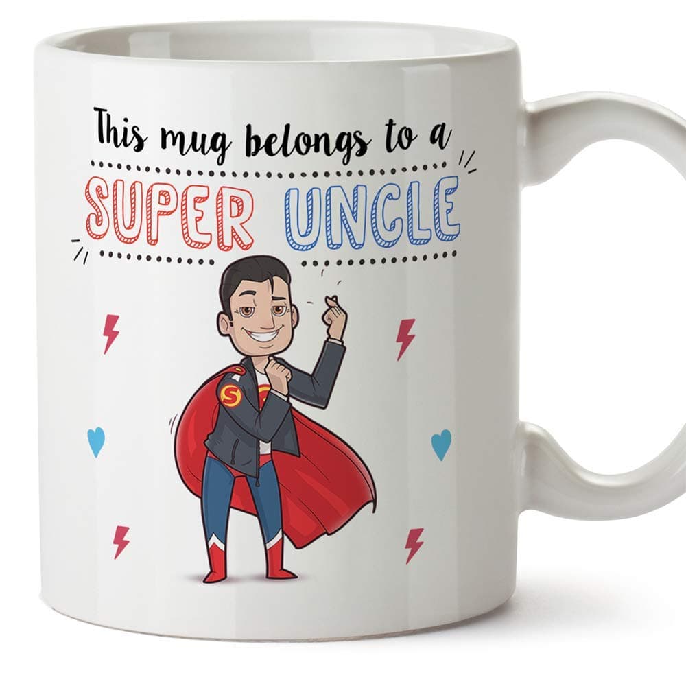 MUGFFINS Uncle Mug/Cup - Super Uncle - Coffee Mug for Breakfast/Birthday Presents for Uncles/Ceramic 11 oz