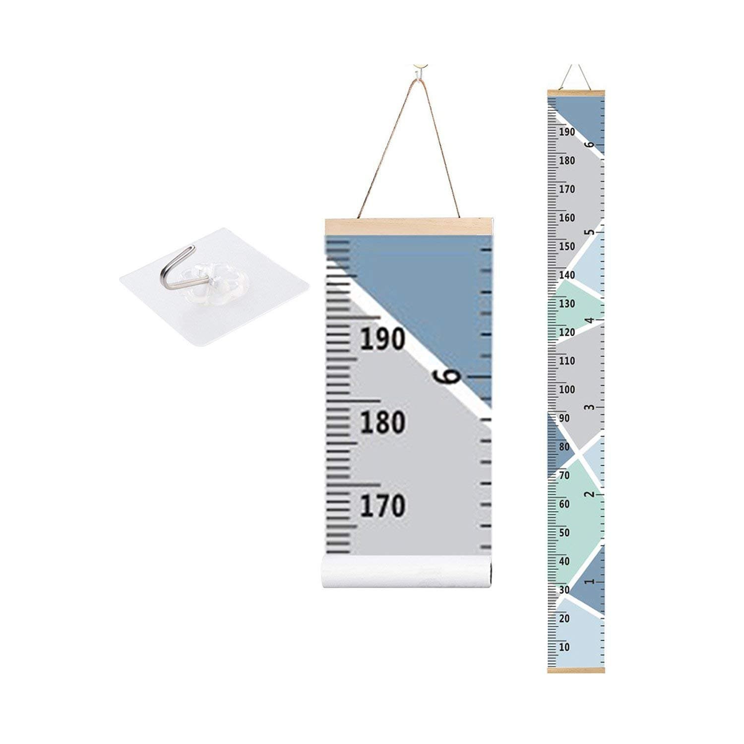 Kids Growth Chart, Children Height Chart Growth Wall Chart Height Wall Chart Art Hanging Rulers for Kids Bedroom Nursery Wall Decor Removable Height and Growth Chart(Blue 7.9 x 79in)