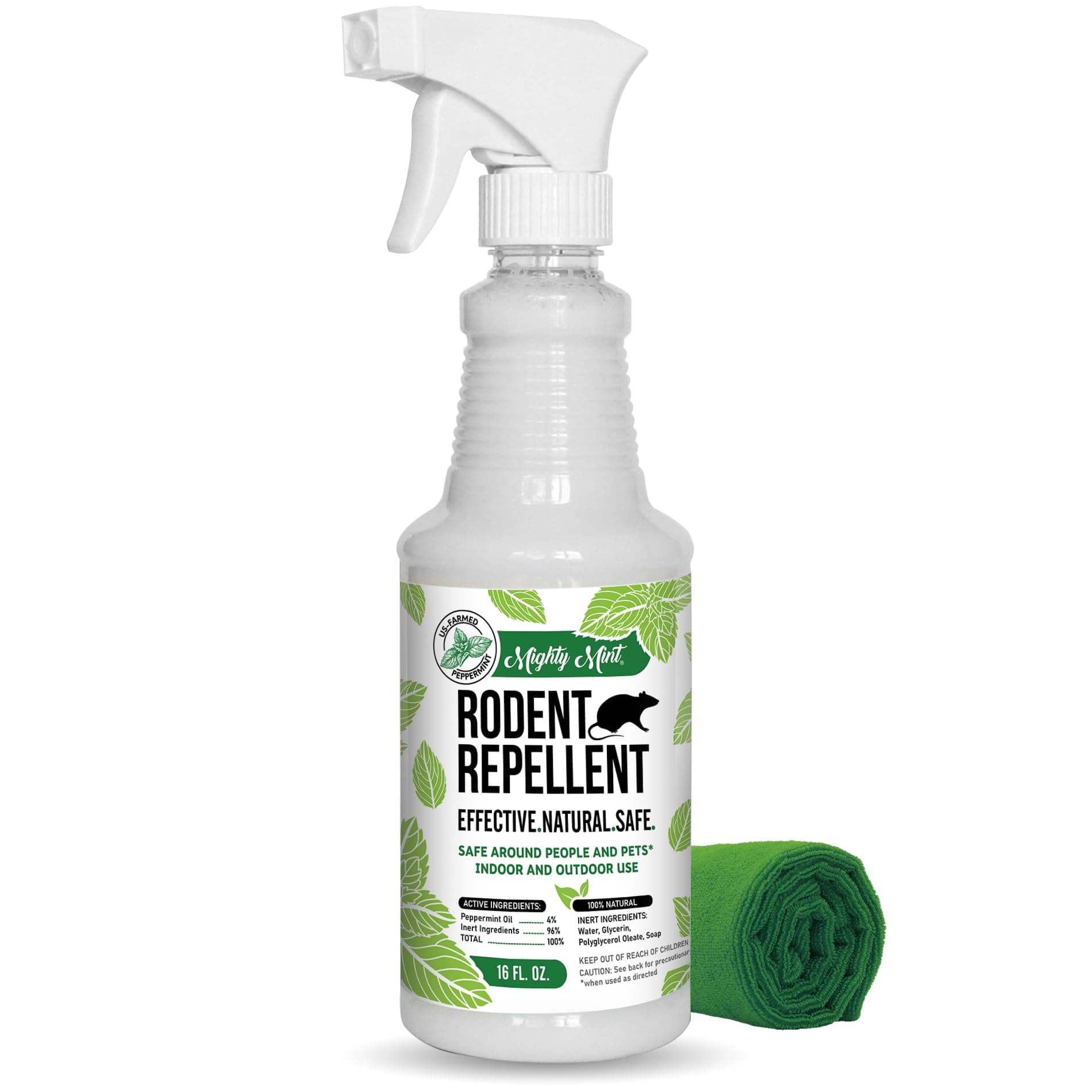 Mighty Mint Peppermint Oil Rodent Repellent Spray – Natural Indoor & Outdoor Control for Mice and Rats – Plant-Based, Extra-Strong Formula - 16 oz