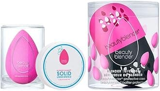 Beautyblender Original Makeup Sponge for Blending Foundations, Blender Defender Case & Solid Blendercleanser Unscented 1oz Set, Vegan and Cruelty Free