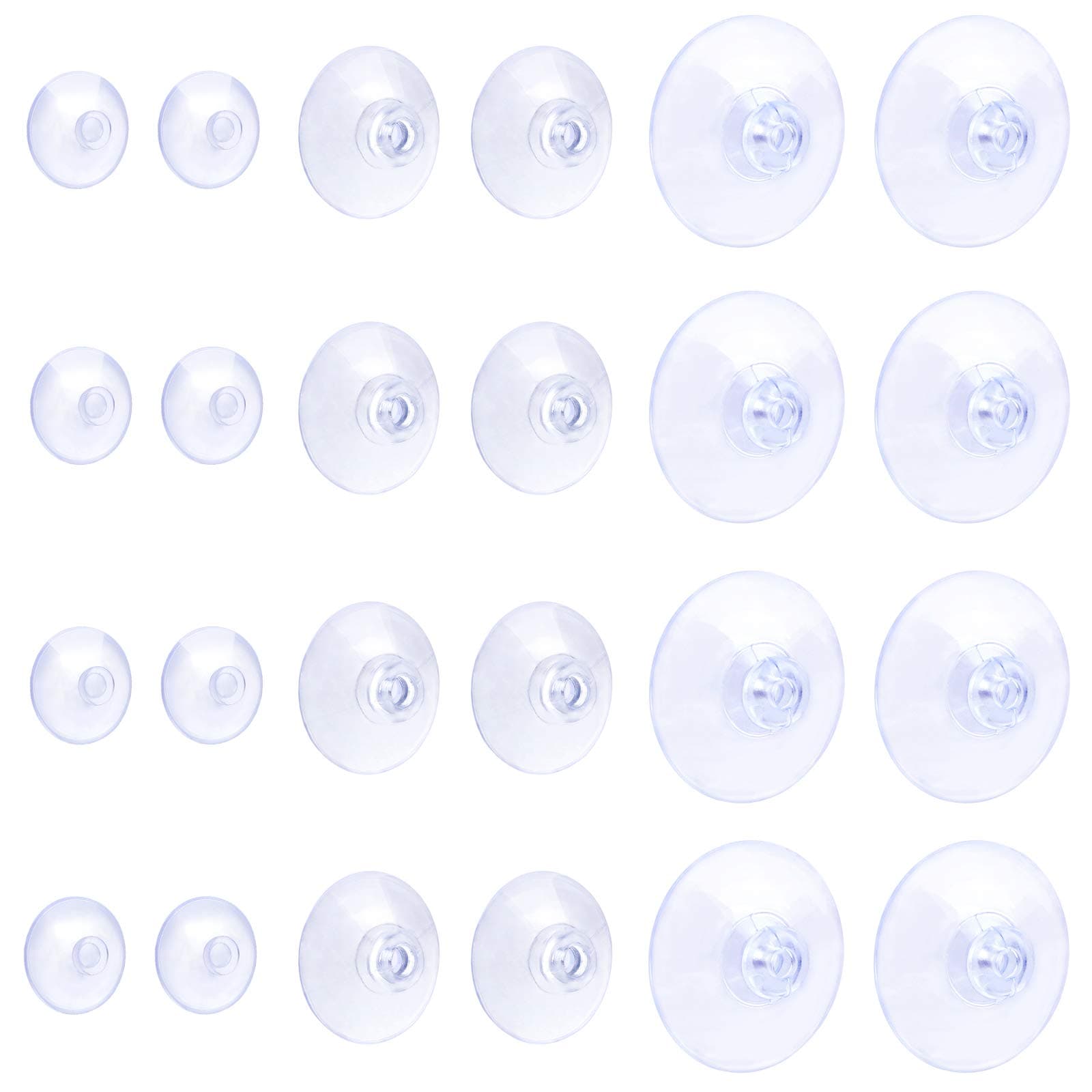 30 Pack Clear Suction Cups Without Hooks in 3 Sizes PVC Plastic Sucker for Home Decoration and Organization