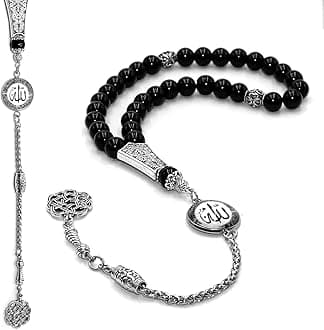 - Special -Allah Tassel- Collection (8 mm -33 Beads) Worry Beads - Prayer Beads-Tesbih-Tasbih-Tasbeeh-Misbaha-Masbaha-Subha-Sebha-Sibha-Rosary (Black Agate Stone)