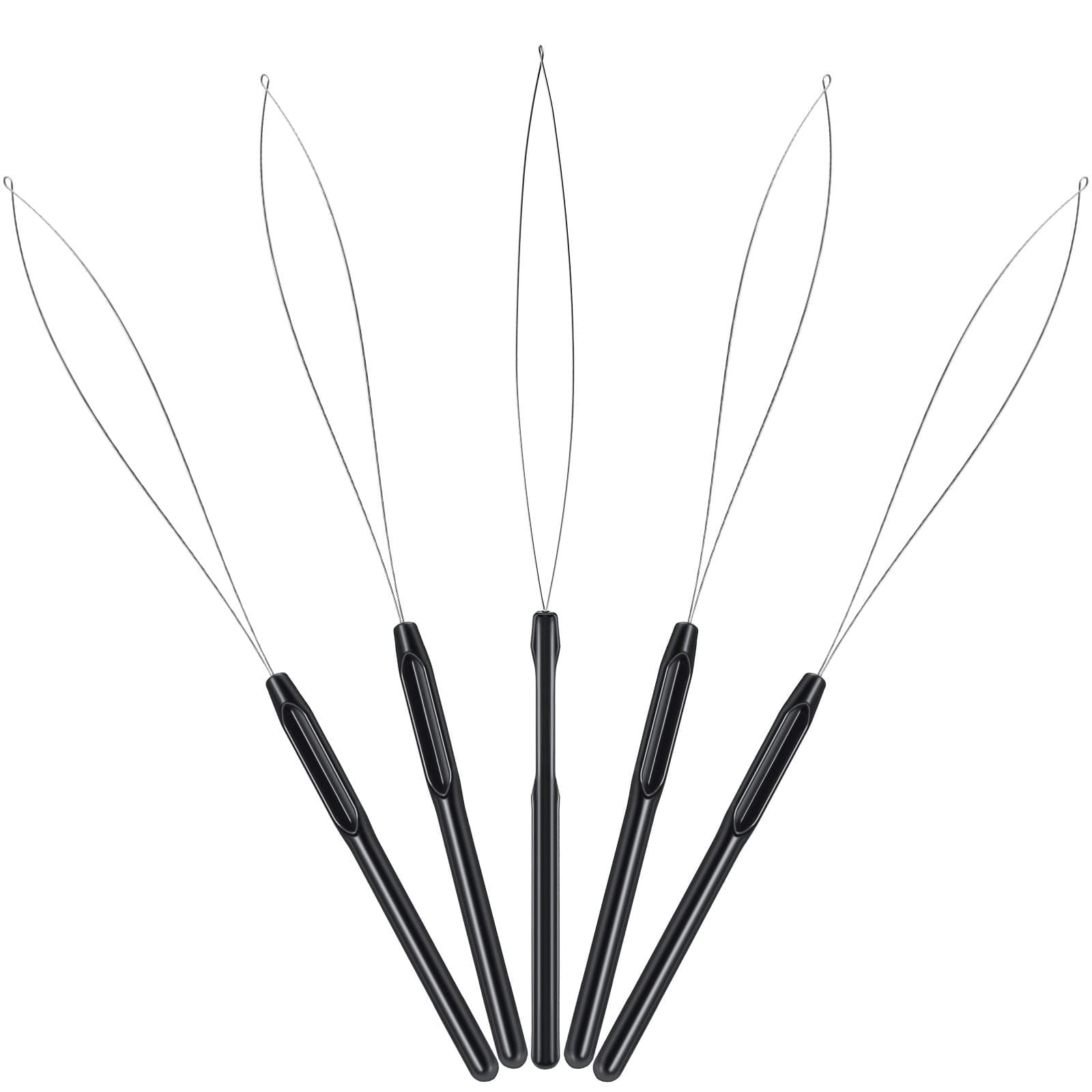 Zonon 10 Packs Hair Extension Hook Loop Threader and Bead Peripheral Tool for Hair Extensions or Feathers