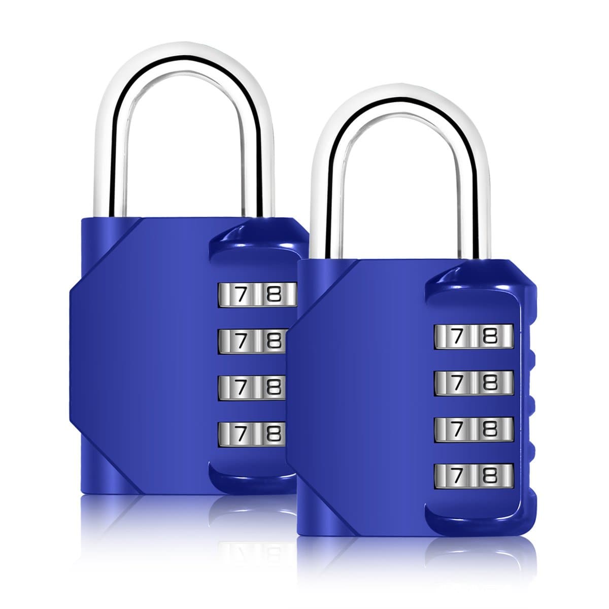 Combination Lock, Blingco 4 Digit Combination Padlock for Gym & School Locker, Sports, Employee, Fence, Case, Toolbox, Hasp Cabinet & Storage - 2 Pack & Blue