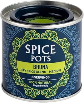 Bhuna Powder by Spice Pots - 100% Natural Ingredients - Gluten Free & Vegan Curry Powder - Dry Spice Blend (Medium Heat) - 80g Pot (16 Servings)