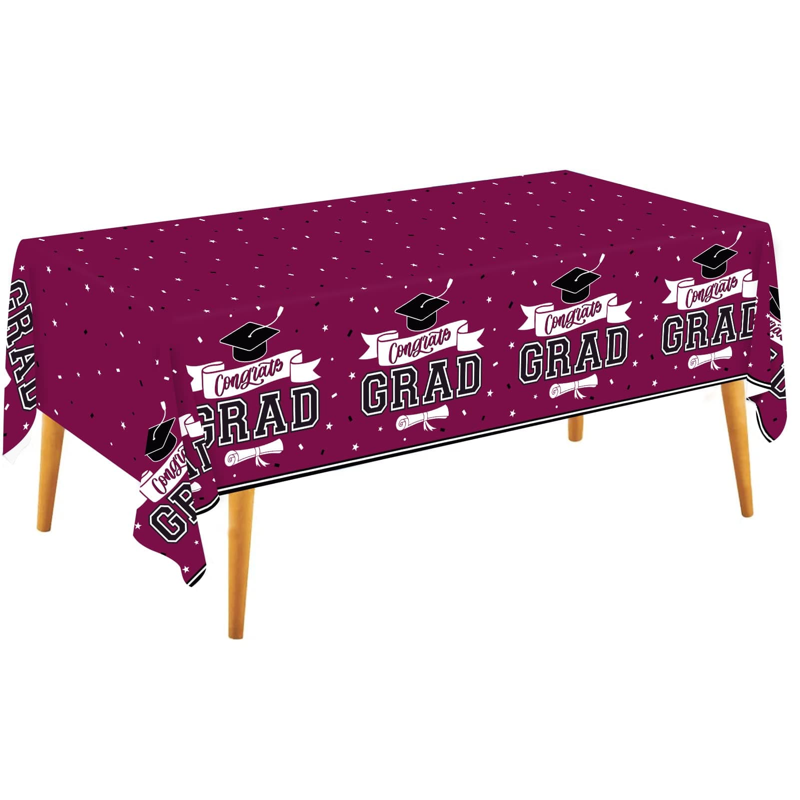 DAZONGE Pack of 2 Graduation Tablecloth (54''x110'') Rectangular, Class of 2023 Graduation Party Decorations, Berry Congrats Grad Table Covers for Graduation Decorations 2023